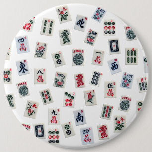  MahJong tiles and symbols patterns  6 Cm Round Badge