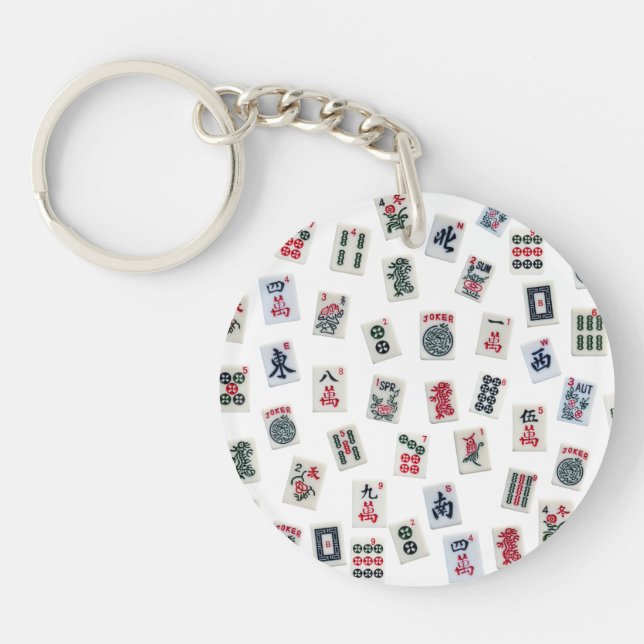  MahJong tiles and symbols patterns  Key Ring (Front)