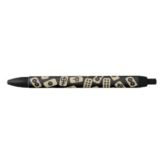 Mahjong tiles brown on black ink pen