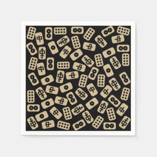Mahjong tiles brown on black napkin