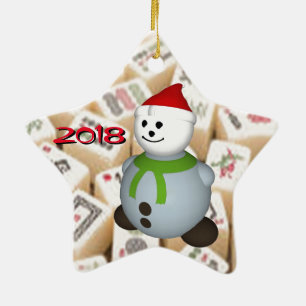 Mahjong tiles ceramic ornament