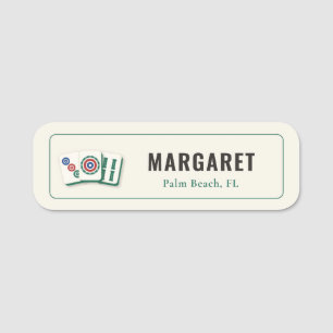 Mahjong Tiles Cream and Jade Personalized Name Tag
