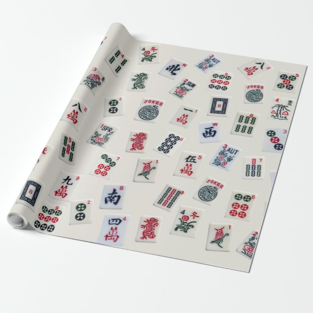 MahJong tiles design on badge  Wrapping Paper (Unrolled)