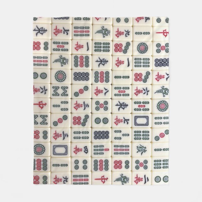 Mahjong Tiles Fleece Blanket (Front)