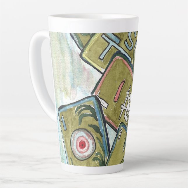 Mahjong Tiles Latte Mug (Left Angle)