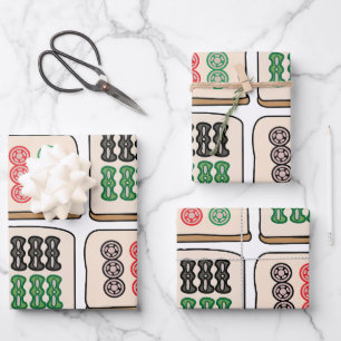 Mahjong Tiles Luck Strategy Player Fans Wrapping Paper Sheet
