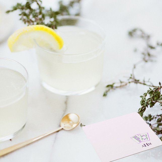 Mahjong Tiles Monogram Lavender  Square Paper Coaster (Creator Uploaded)