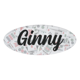 Mahjong Tiles Oval Magnetic Name Tag