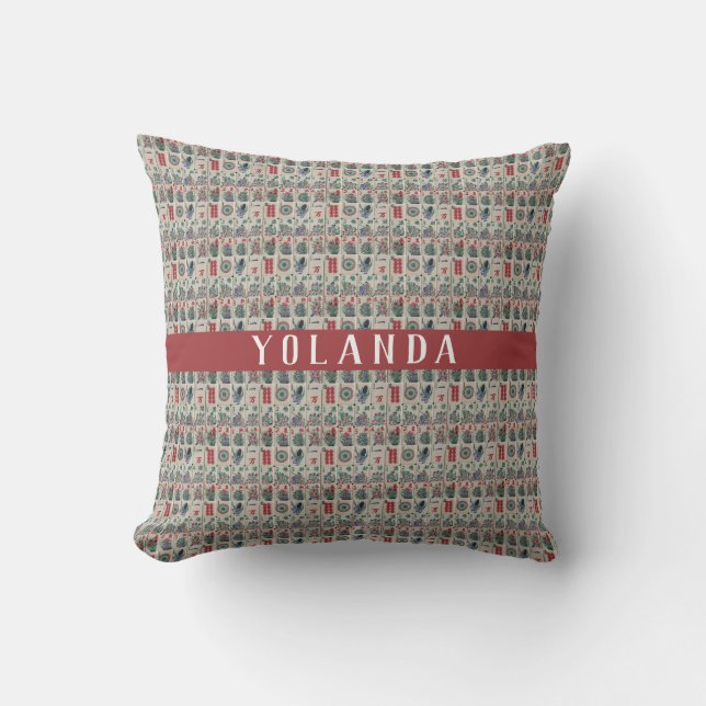Mahjong Tiles Pattern Personalised Cushion (Front)