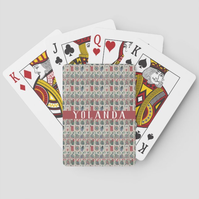 Mahjong Tiles Pattern Personalised Playing Cards (Back)