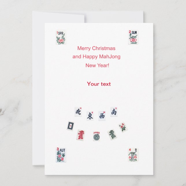 Mahjong tiles symbols design for Christmas Holiday Card (Front)
