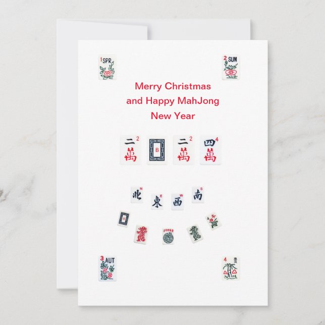 Mahjong tiles symbols design for Christmas Holiday Card (Front)