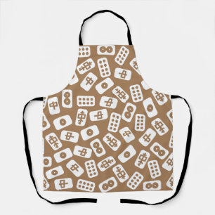 Mahjong tiles white on brown apron