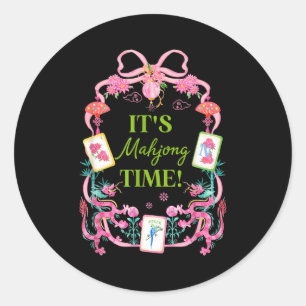 Mahjong time coquette bow aesthetic mah jong playe classic round sticker