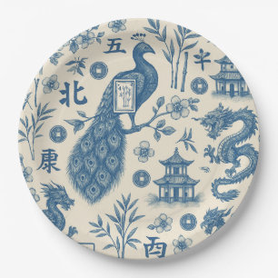 Mahjong Toile Paper Plates