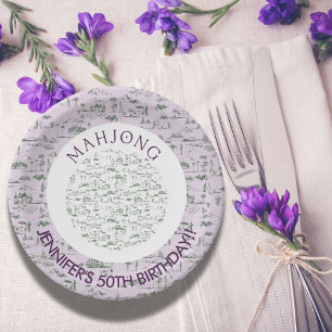 Mahjong Toile Plates for Mahjong Party Decor