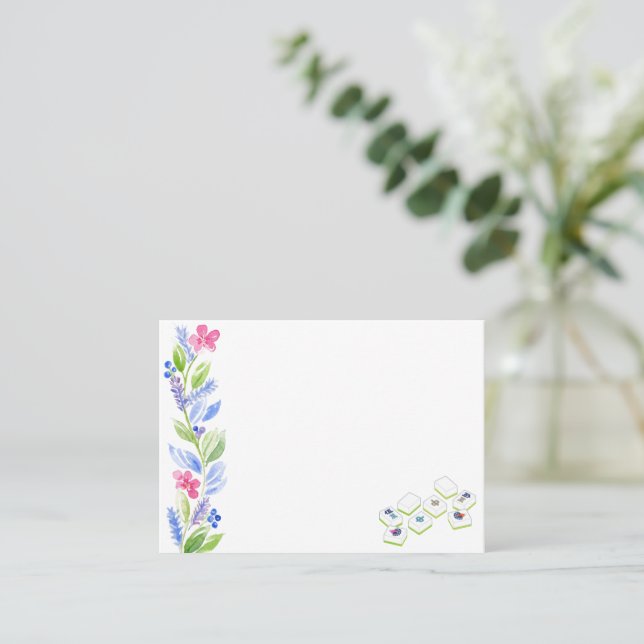 Mahjong Watercolor Flower Place Card (Standing Front)