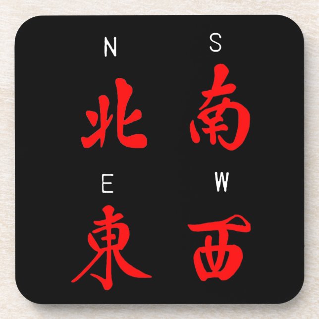 Mahjong Winds,Honour Suit,North,South,East,West Coaster (Front)