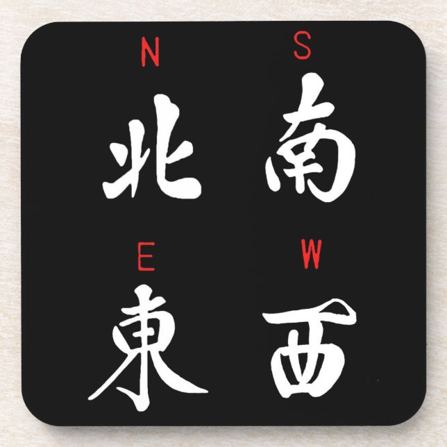 Mahjong Winds,Honour Suit,North,South,East,West Coaster (Front)