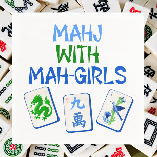 Mahjong With Mah Girls / Watercolor Mahjong Tiles Napkin