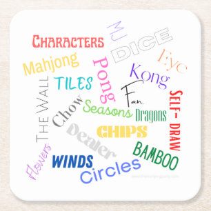 Mahjong Words Paper Coaster