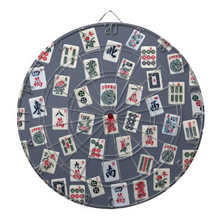 MahJongg tiles design on dark blue Dartboard