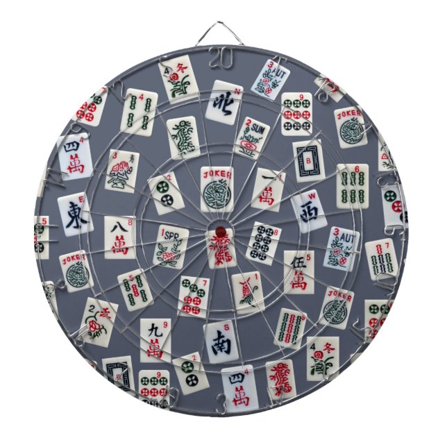 MahJongg tiles design on dark blue Dartboard (Front)