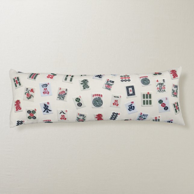 MahJongg tiles symbols design on badge  Body Cushion (Back)