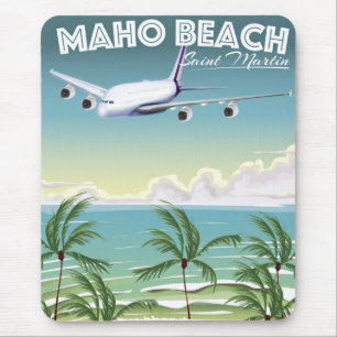 Maho Beach Saint Martin plane poster Mouse Pad