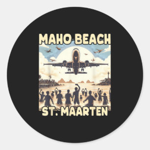 Maho Beach St. Maarten Classic Round Sticker