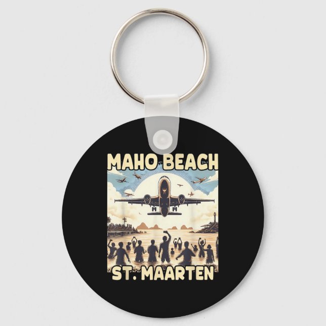 Maho Beach St. Maarten  Key Ring (Front)