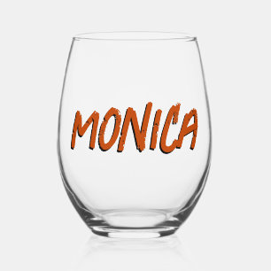 Mahogany 3D Funny Modern Name  Stemless Wine Glass