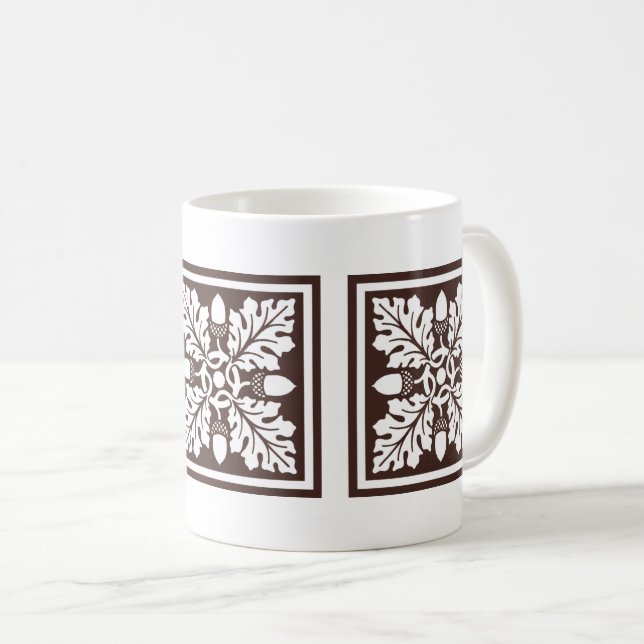 Mahogany Acorn and Leaf Tile Design Coffee Mug (Front Right)