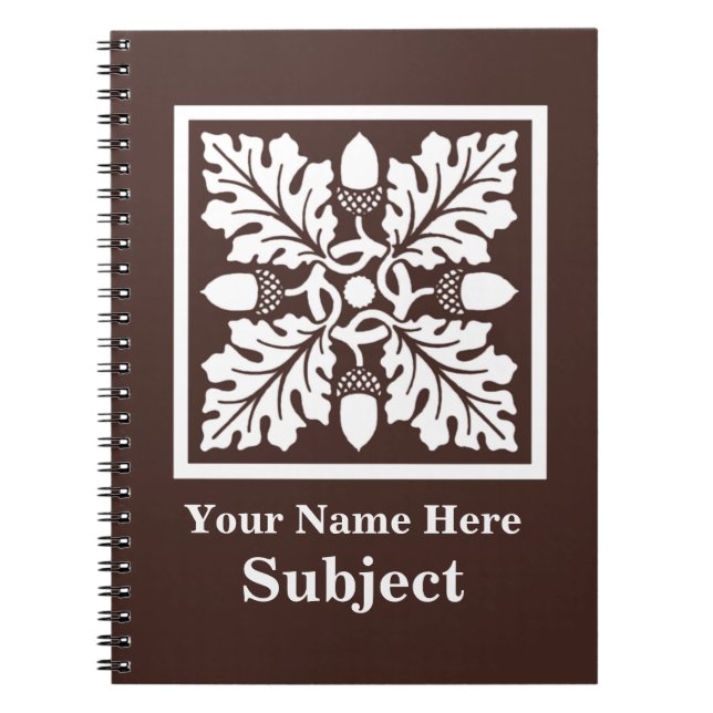 Mahogany Acorn and Leaf Tile Design Notebook (Front)