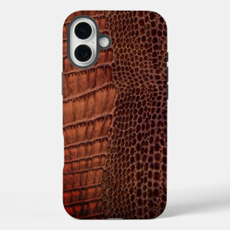Mahogany Alligator Classic Reptile Leather (Faux) iPhone 16 Plus Case