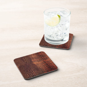 Mahogany Alligator Classic Reptile Leather (Faux) Coaster