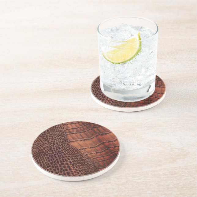 Mahogany Alligator Classic Reptile Leather (Faux) Coaster (Side)