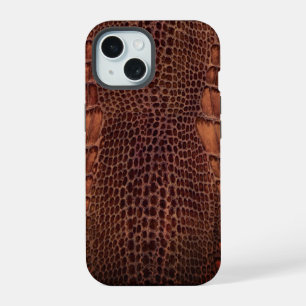 Mahogany Alligator Classic Reptile Leather (Faux) iPhone 15 Case