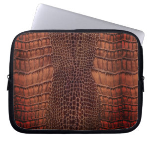 Mahogany Alligator Classic Reptile Leather (Faux) Laptop Sleeve