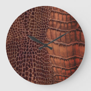 Mahogany Alligator Classic Reptile Leather (Faux) Large Clock