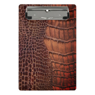 Mahogany Alligator Classic Reptile Leather (Faux) Mini Clipboard