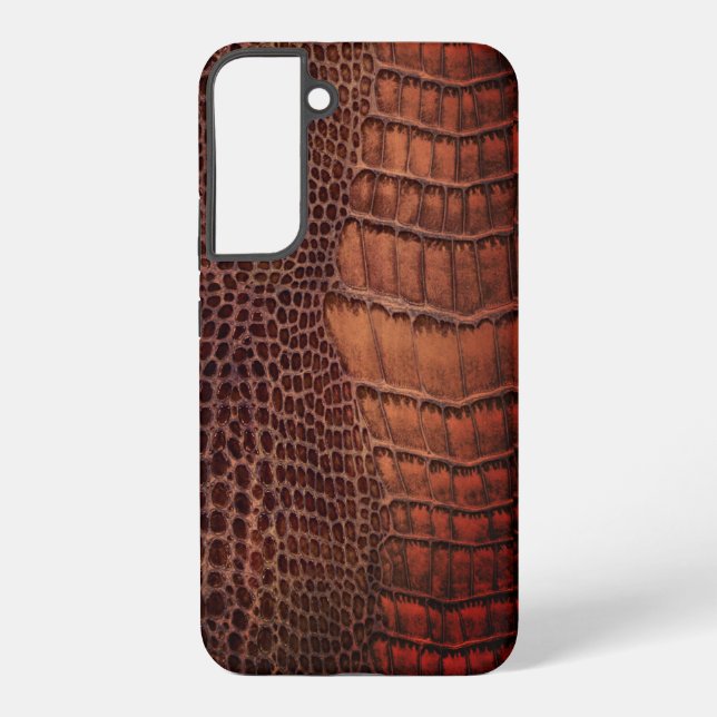 Mahogany Alligator Classic Reptile Leather (Faux) Samsung Galaxy S22+ Case (Back)