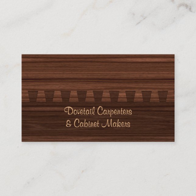 Mahogany coloured dovetail joint business card (Front)