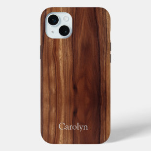 Mahogany Faux Woodgrain Customise iPhone 15 Mini Case