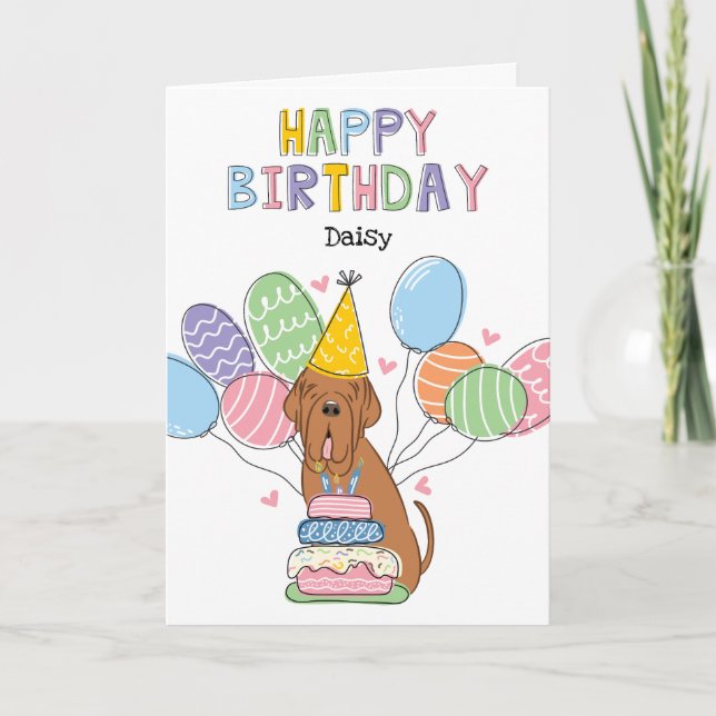 Mahogany Neapolitan Mastiff Birthday Card (Front)