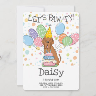 Mahogany Neapolitan Mastiff Dog Birthday  Invitation