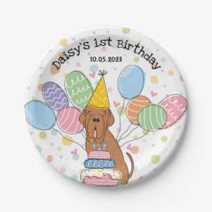 Mahogany Neapolitan Mastiff Dog Birthday Party Paper Plate