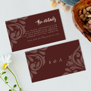 Mahogany Red Elegant Classic Damask Wedding Enclosure Card