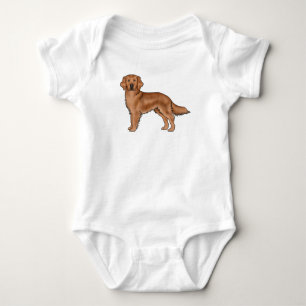 Mahogany Red Golden Retriever Adorable Cartoon Dog Baby Bodysuit