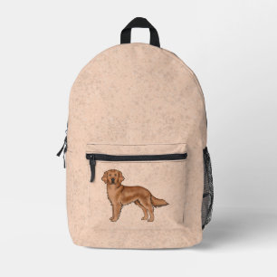 Mahogany Red Golden Retriever Cute Cartoon Dog Printed Backpack
